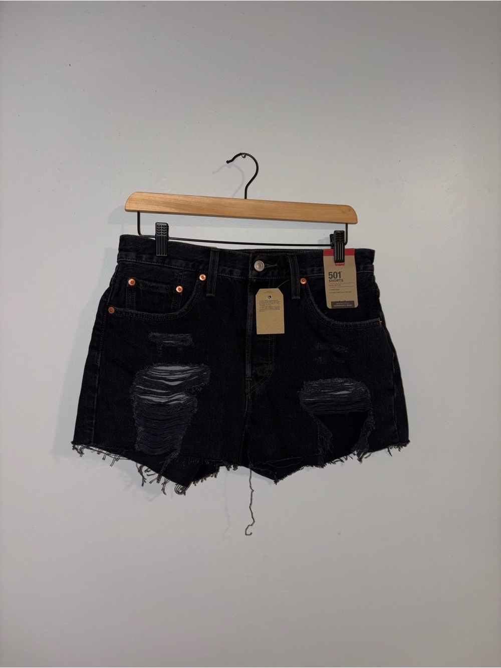 Levi’s • Black 501 Distressed Jean Shorts (NWT)